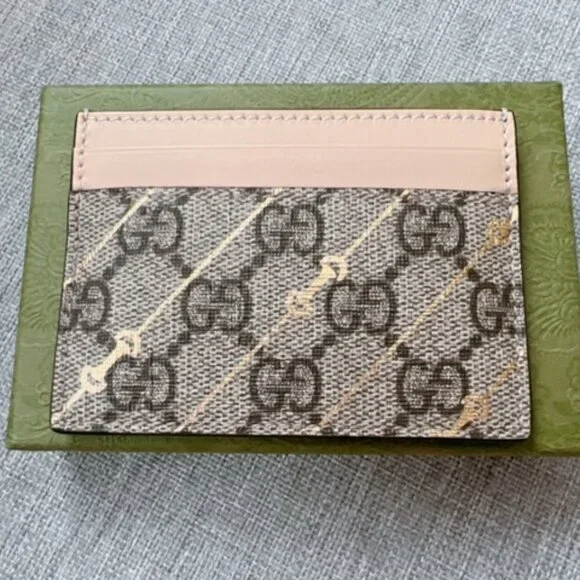 GUCCI. GG Supreme Coated Canvas Leather Horsebit Card Holder. - Picture 9 of 16